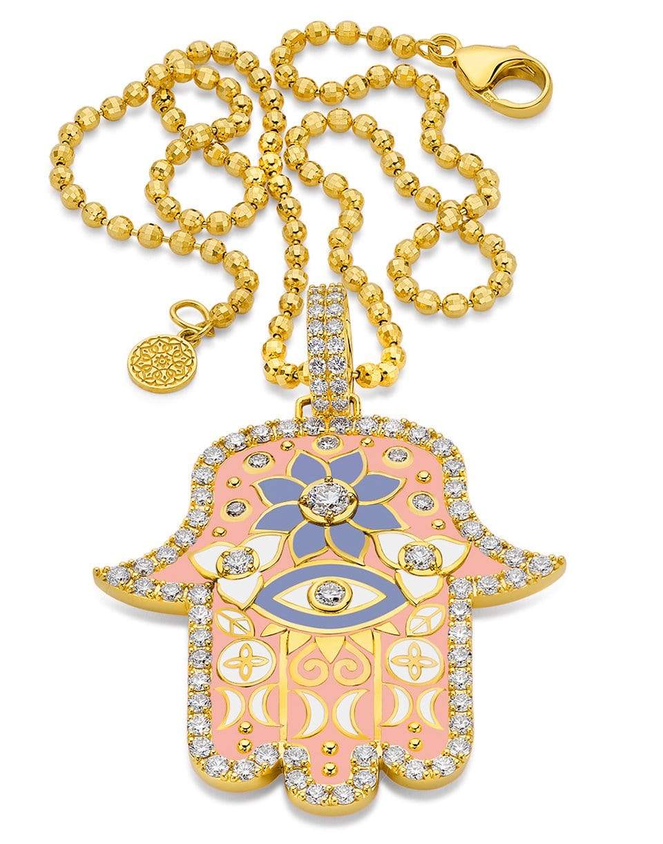 BUDDHA MAMA-Large Pink Hamsa Pendant-