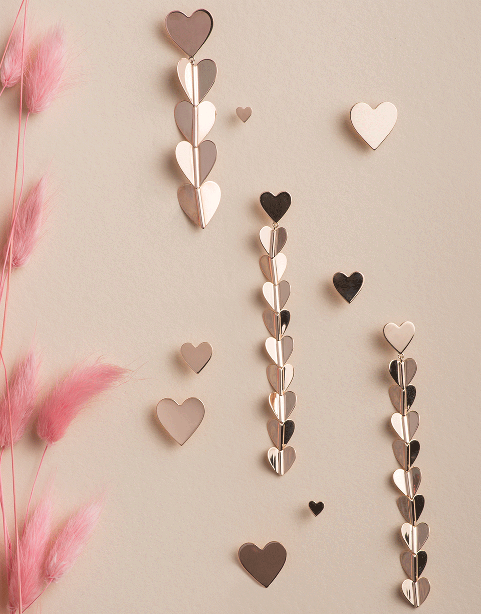 CADAR-Large Heart Studs-ROSE GOLD