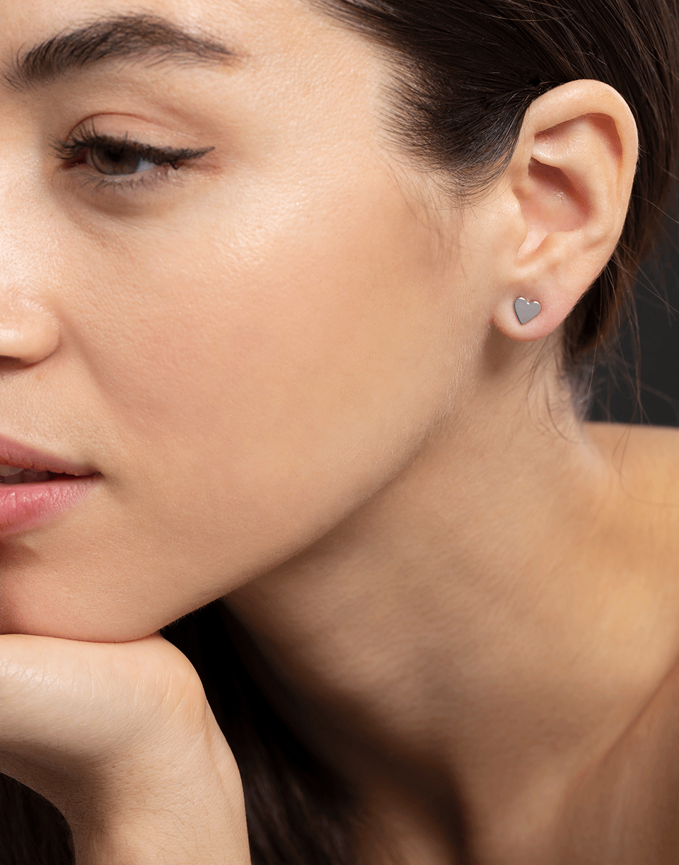 CADAR-Small Heart Studs-WHITE GOLD