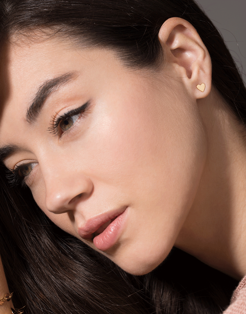 CADAR-6MM Small Heart Studs-YELLOW GOLD