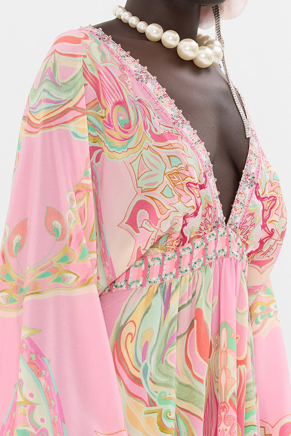 CAMILLA-Gathered Kimono Mini Dress-