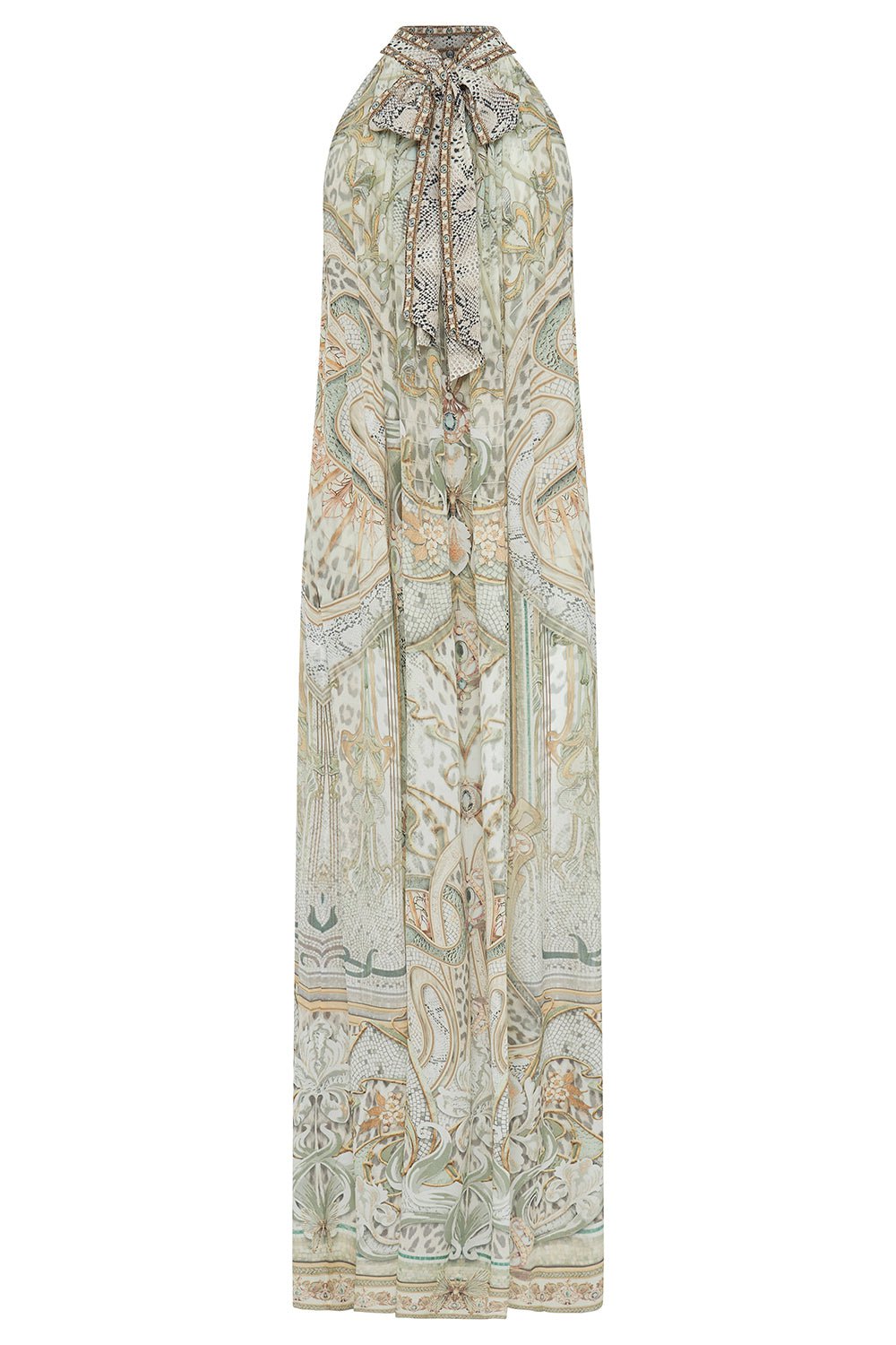 CAMILLA-Tie Neck Long Dress-IVORTOWE