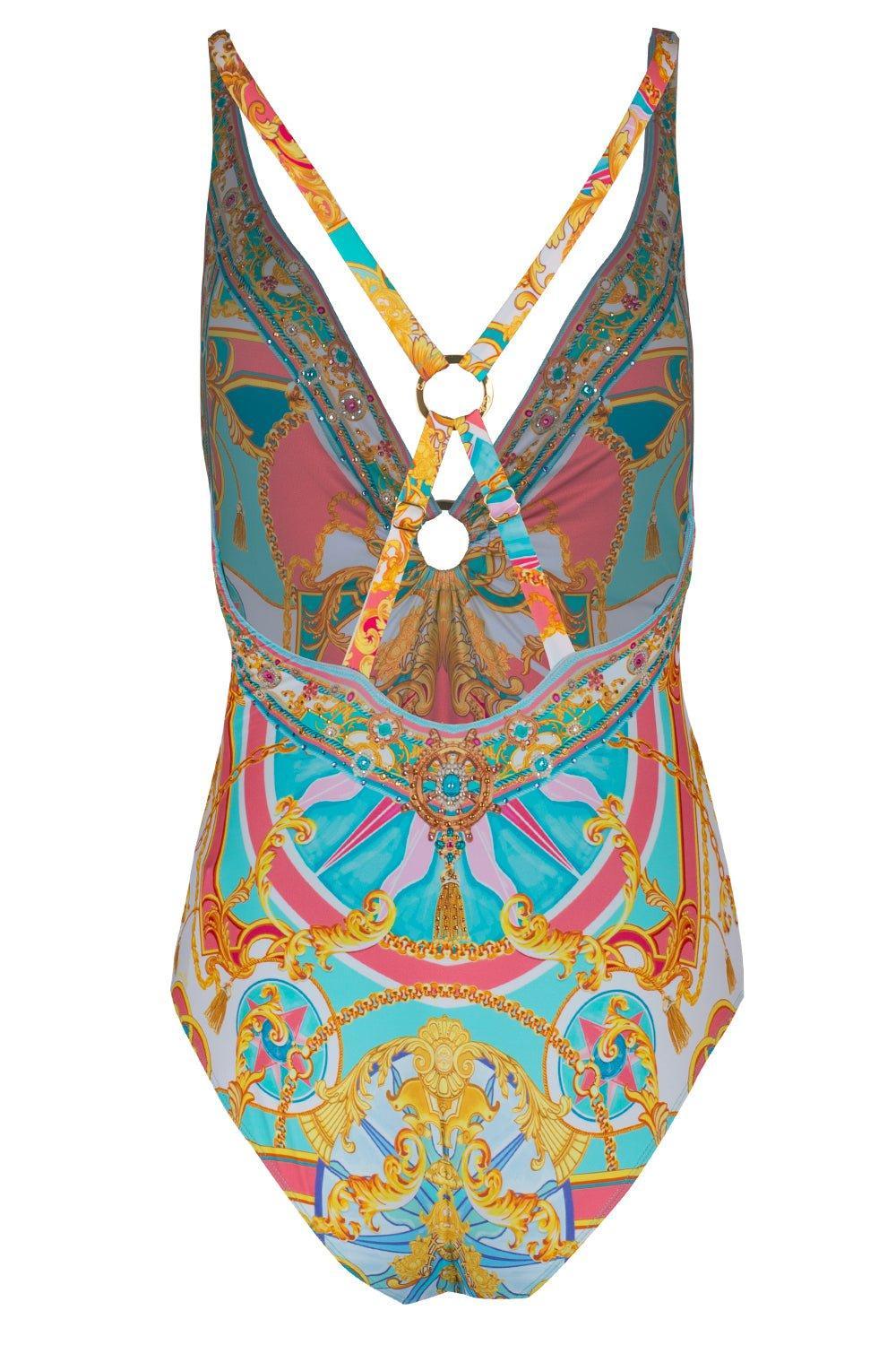 CAMILLA-Ring Detail Plunge One Piece Swimsuit-