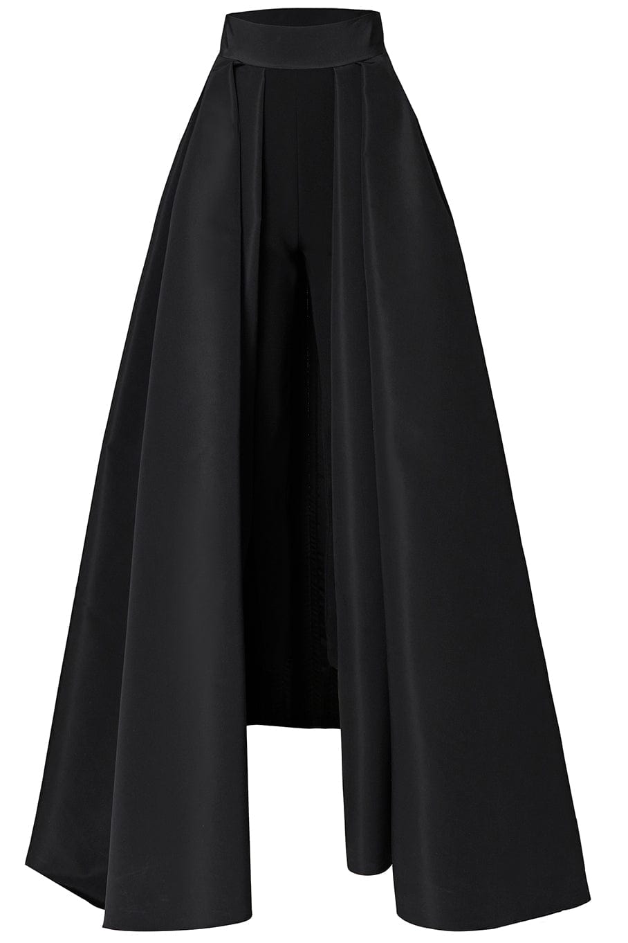 cigarette pants with overskirt Alexia Mara Convertible Collection Silk & Skirt The deep black hue enhances the versatility of the design Silk Faille Cigarette Pants with
