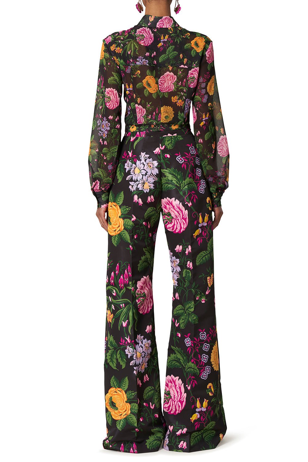 CAROLINA HERRERA-Wide Leg Floral Pant-