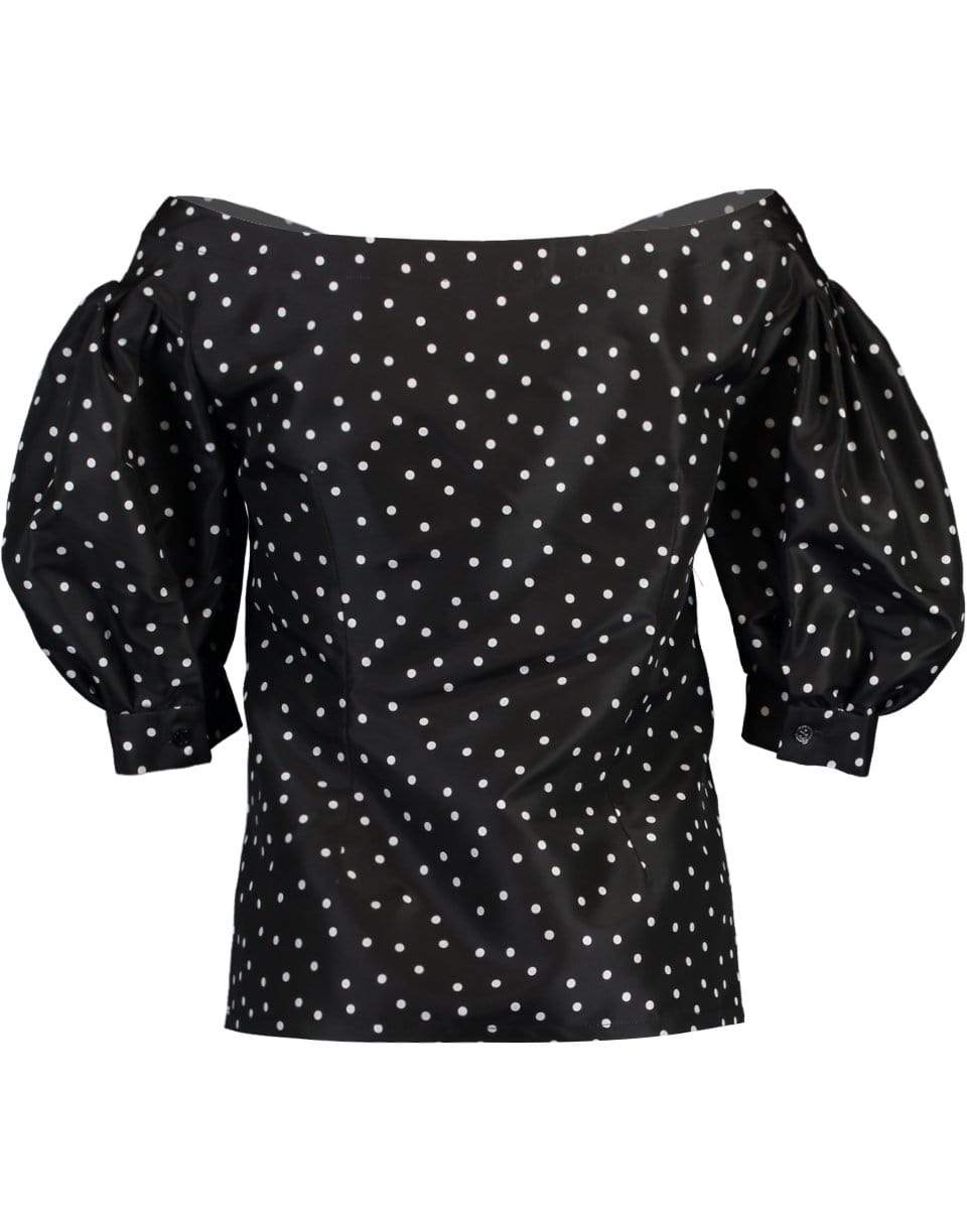 CAROLINA HERRERA-Off Shoulder Puff Sleeve Button Down Top-