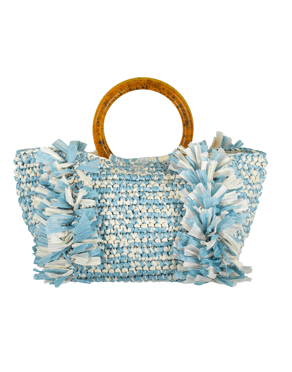 CAROLINA SANTO DOMINGO-Amber Lucite Handle Tote-BLUE/WHT