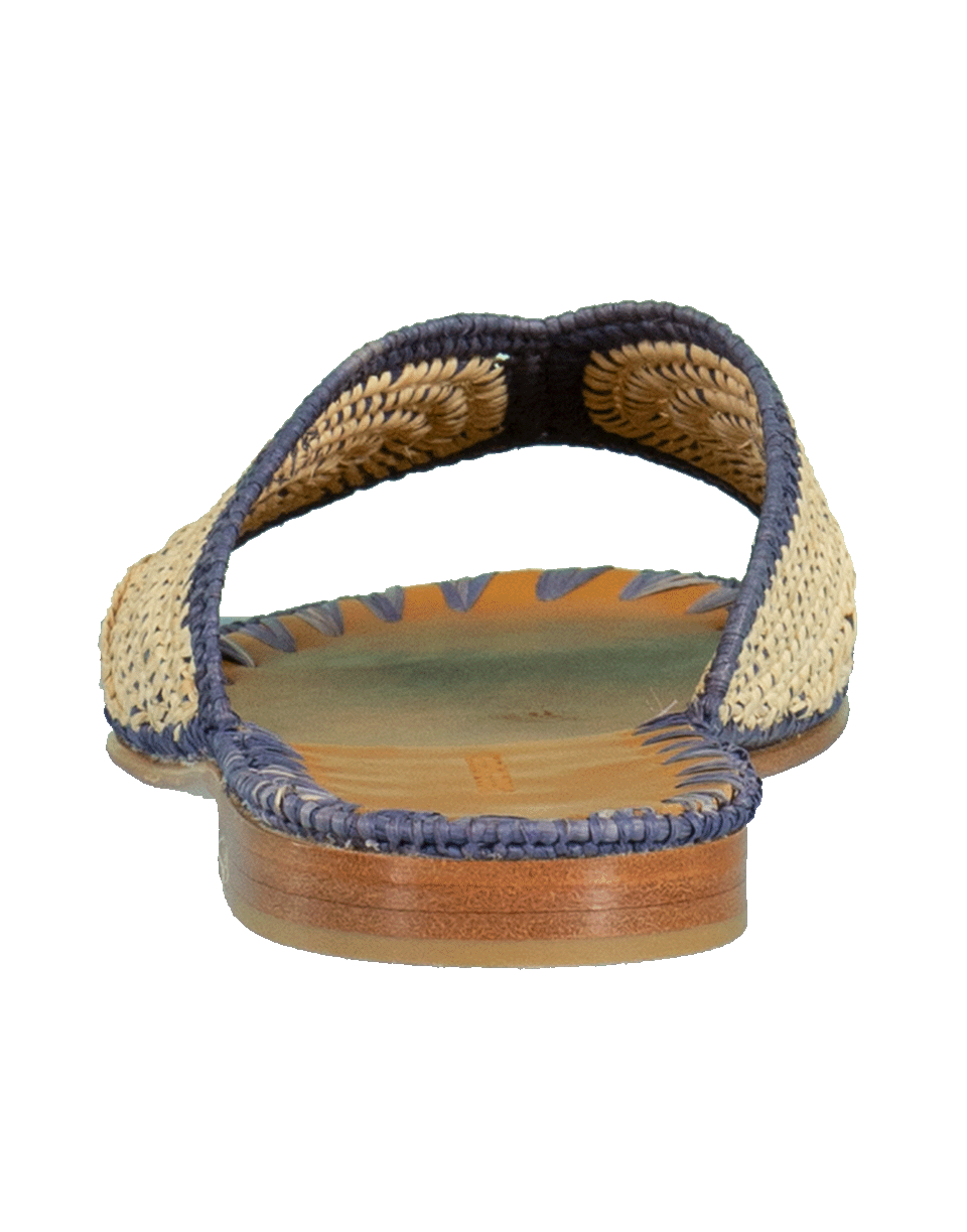 CARRIE FORBES-Salon Misted Woven Raffia Slide Sandals-