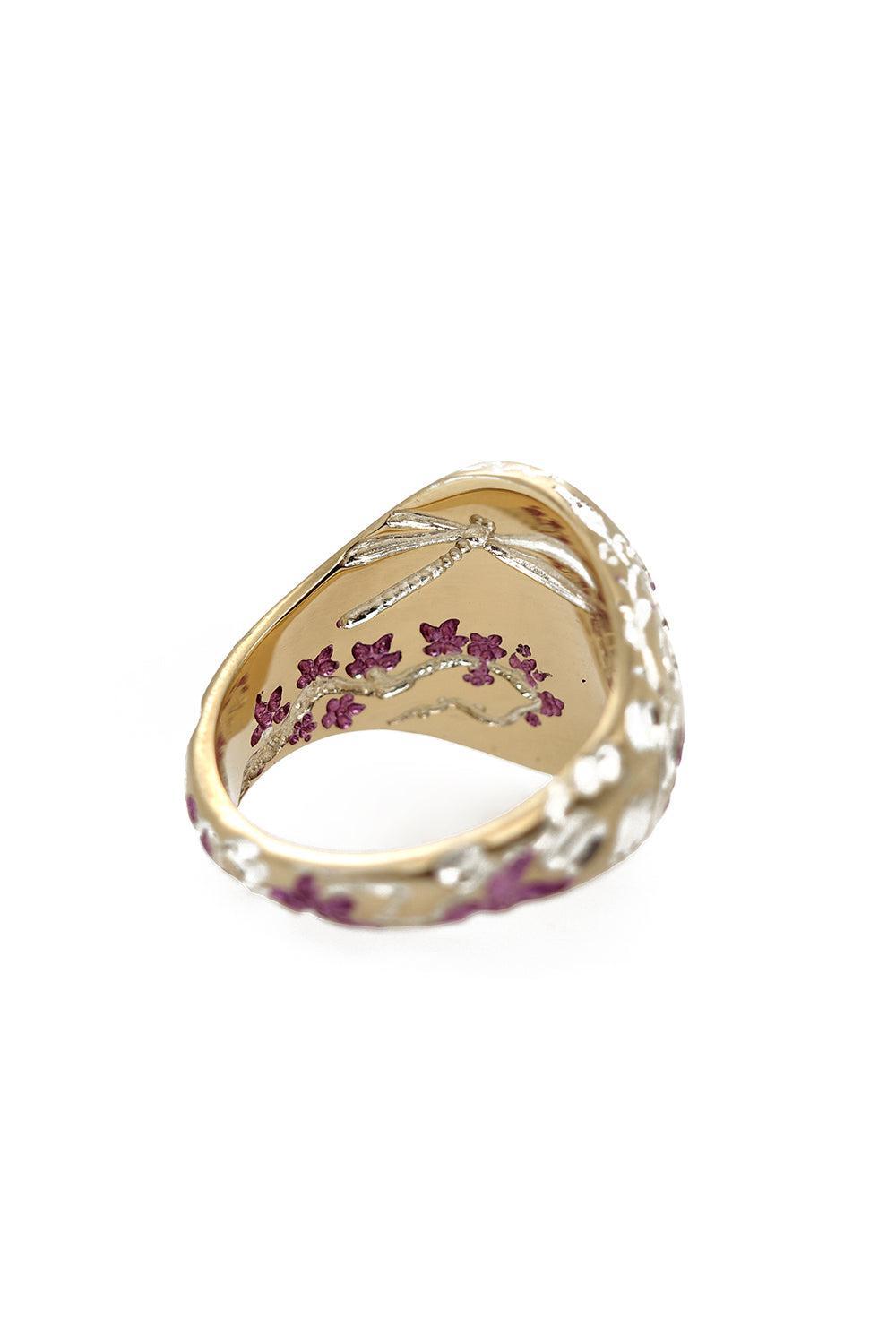 Purple Orchid Signet Ring-YELLOW GOLD-6.5-JEWELRYFINE JEWELRING-CASTRO SMITH