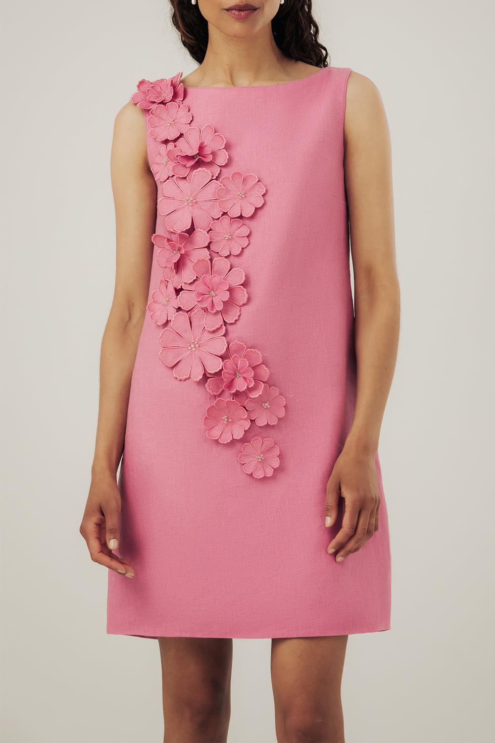 Floral Spray Arak Dress - Dusty Rose-DUSTYRSE-P-CLOTHINGDRESSCOCKTAIL-CATHERINE REGEHR