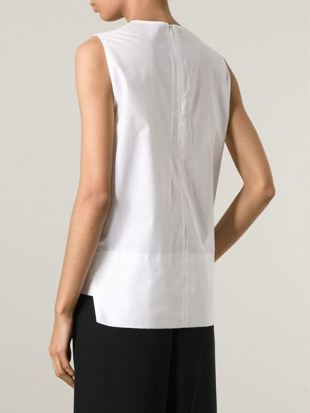 CEDRIC CHARLIER-Poplin V-Neck Top-