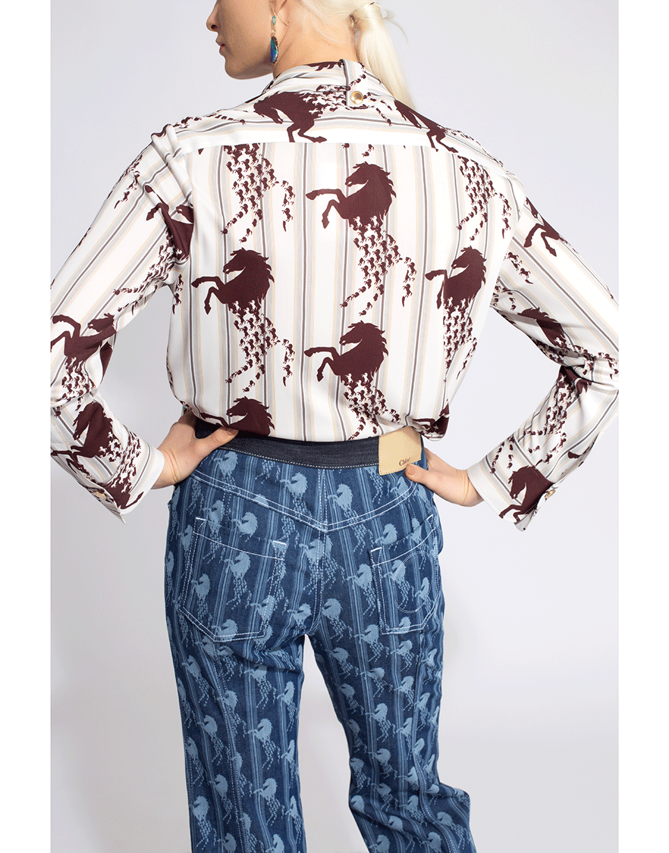 CHLOÉ-Horse Print Flare Stretch Jean-