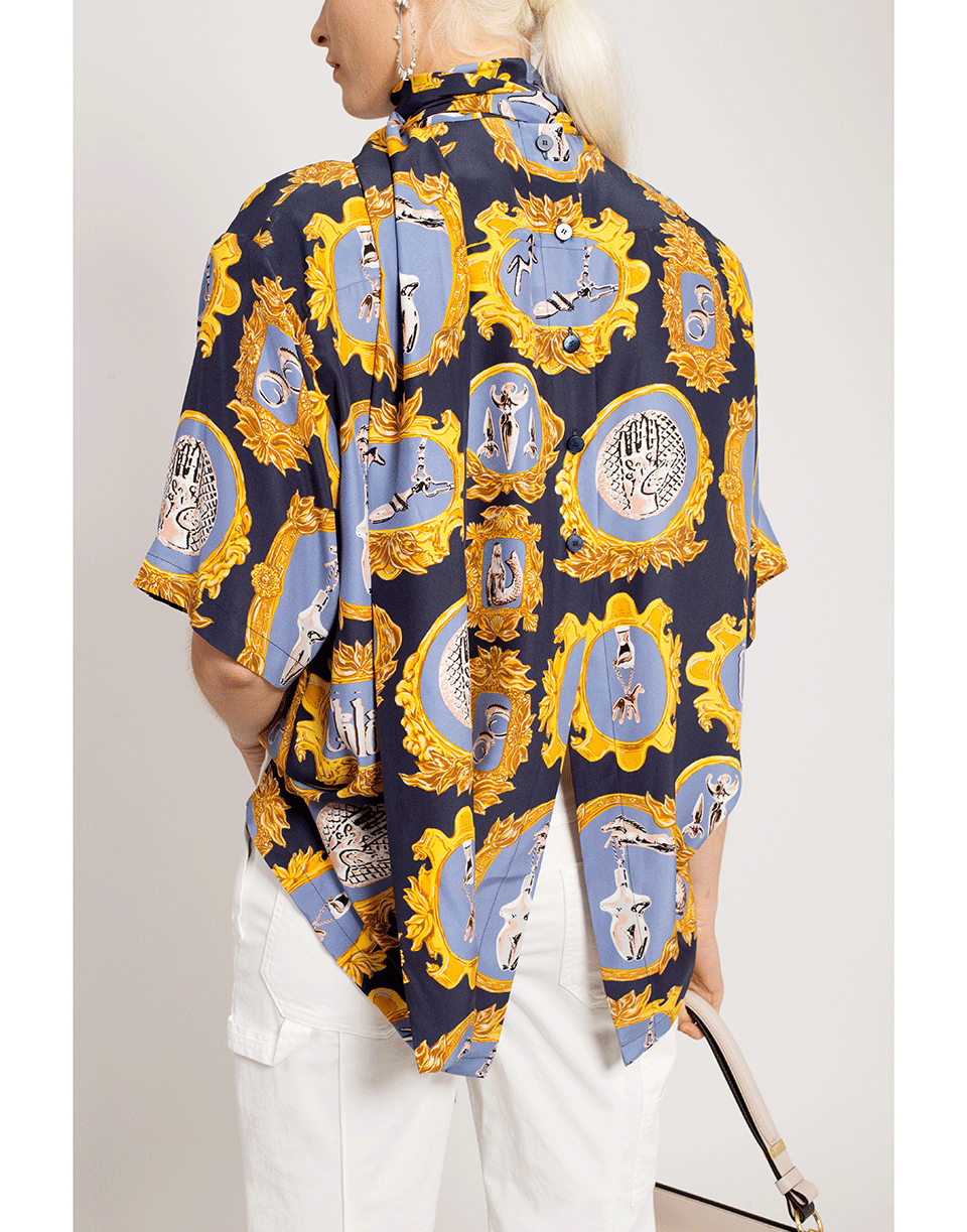 CHLOÉ-Medallion Print Blouse-BLUE