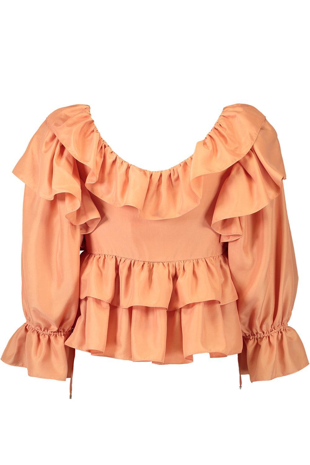 Cropped Ruffle Top-SHLLCORL-34-CLOTHINGTOPBLOUSE-CHLOÉ