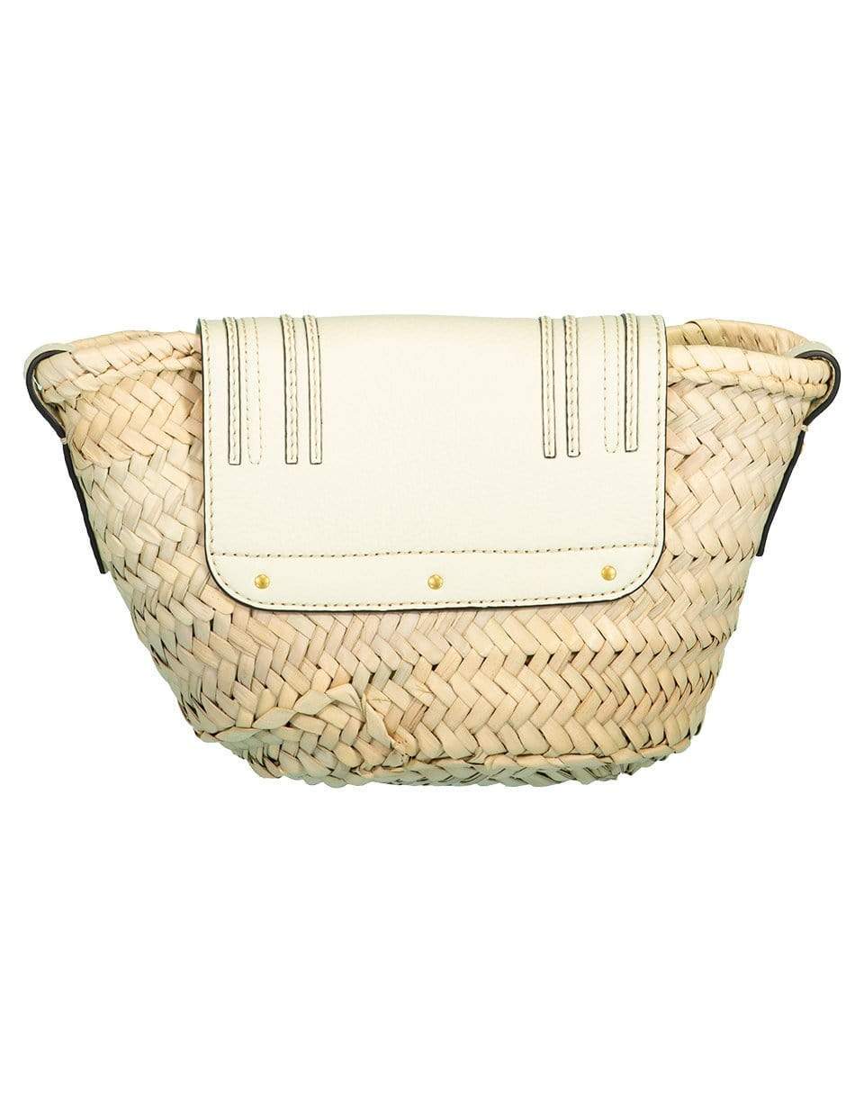 CHLOÉ-Marcie Leather-Trimmed Raffia Bag-WHITE