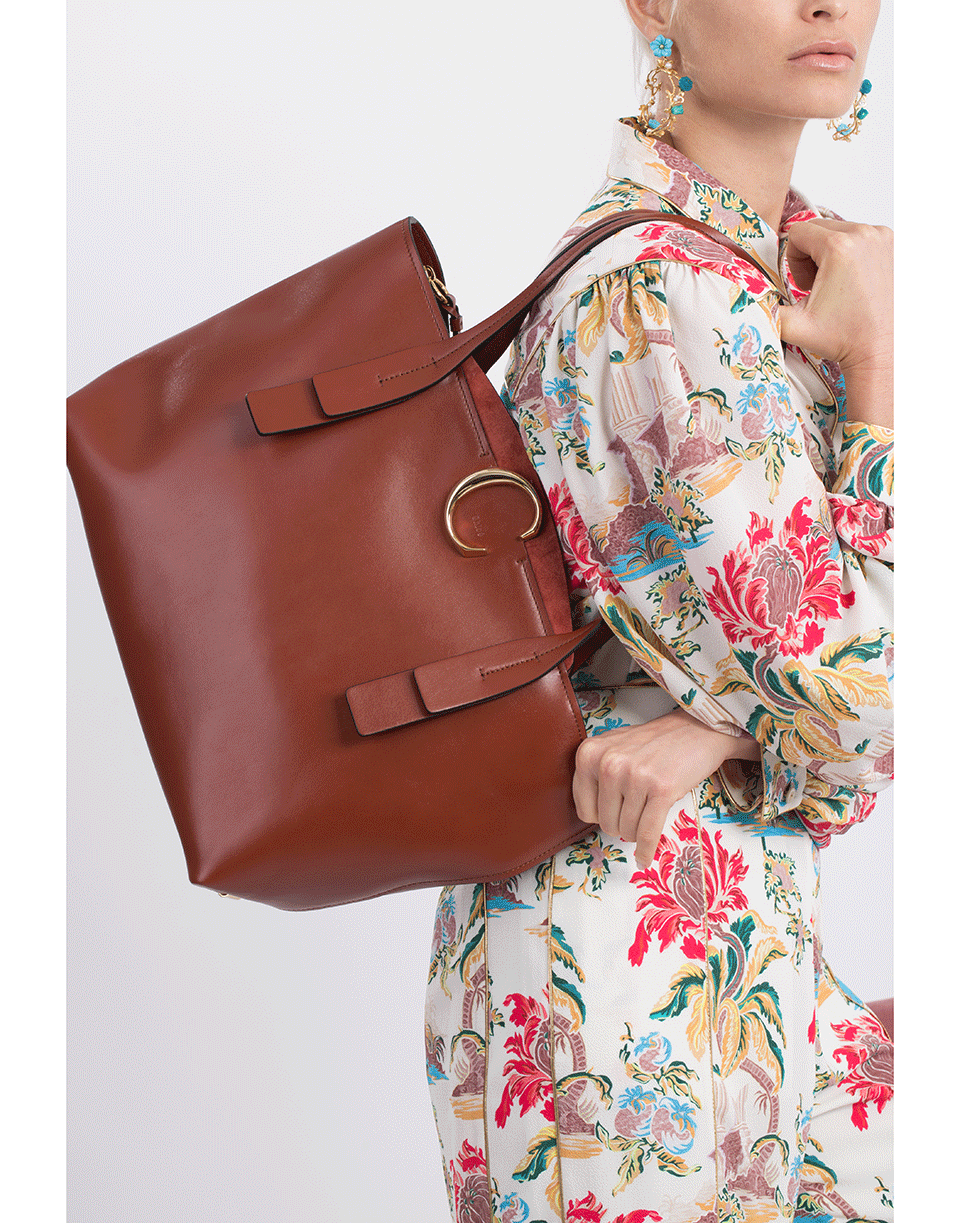 CHLOÉ-Chloe C Zip Top Tote-BROWN