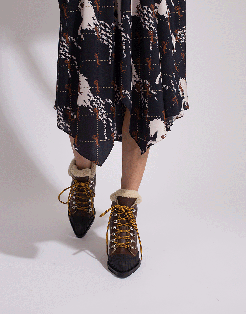 CHLOÉ-Rylee Shearling Lace Up Boot-