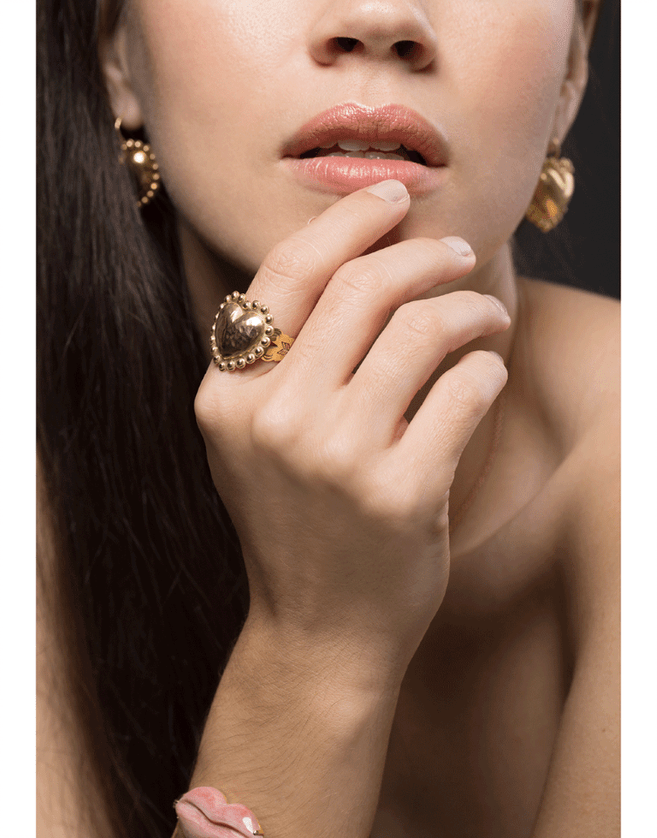 CHRISTINA ALEXIOU-Heart Ring-YELLOW GOLD
