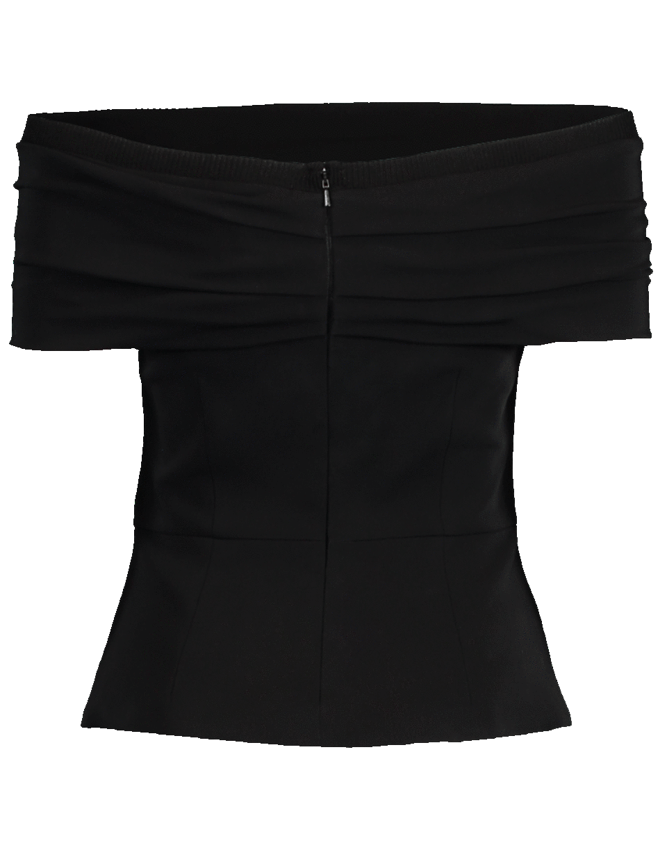 CUSHNIE-Off Shoulder Fitted Peplum Top-