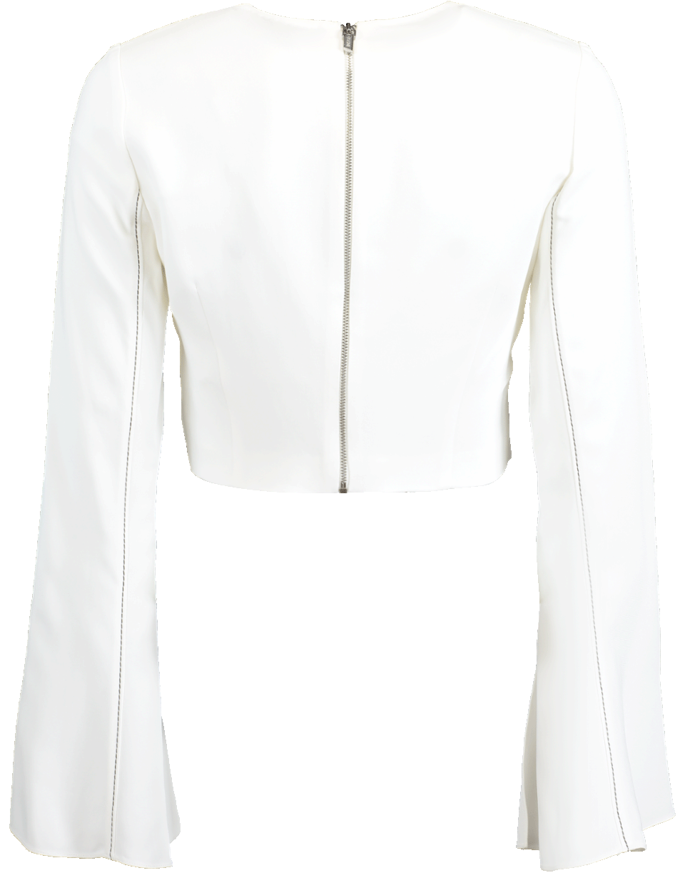 CUSHNIE-Flare Sleeve Crop Top-WHITE