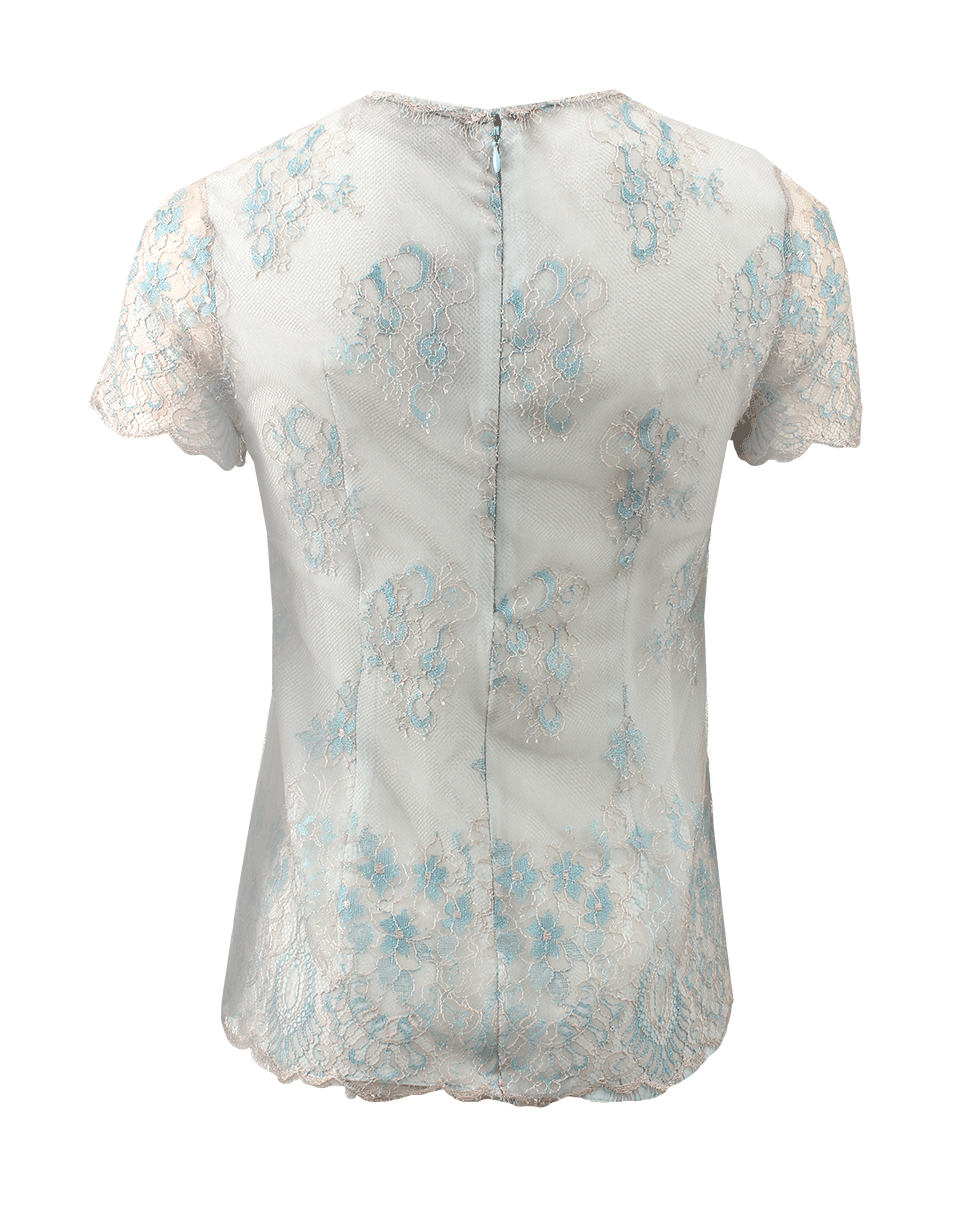 CYNTHIA ROSE-Lace Back Zip Top-BGE/TEAL