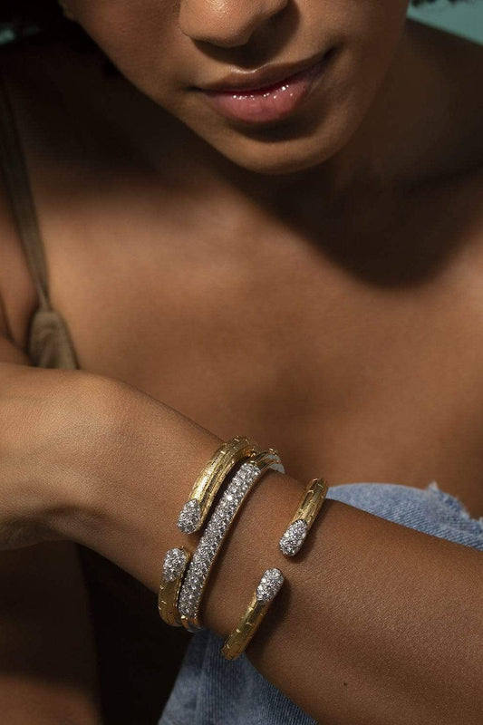 Pave Diamond Bangle Bracelet-YELLOW GOLD-JEWELRYFINE JEWELBRACELET O-DAVID WEBB
