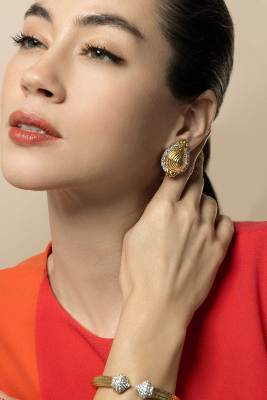 Diamond Concentric Pear Earrings-YLWOLD-JEWELRYFINE JEWELEARRING-DAVID WEBB