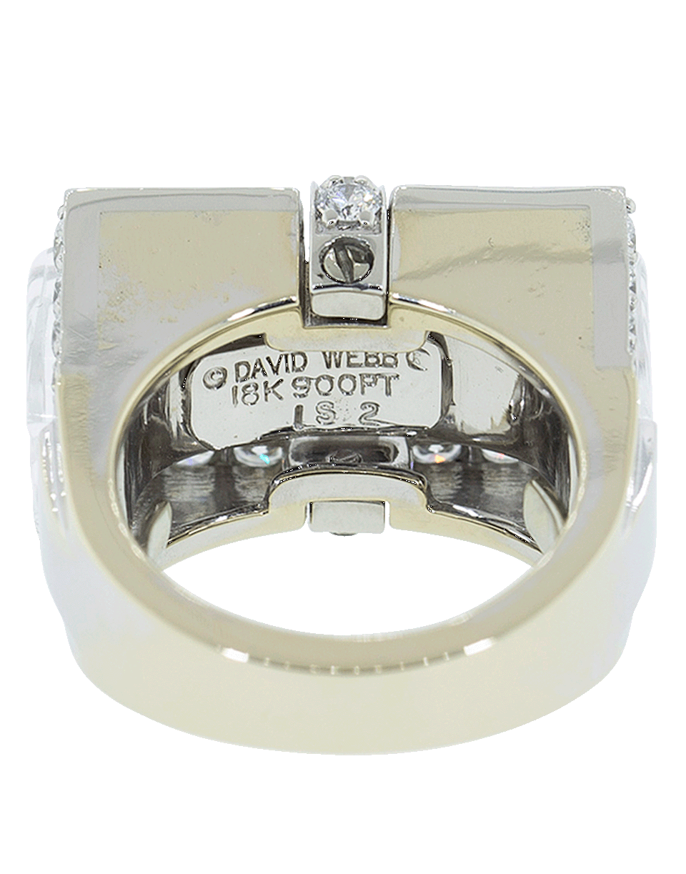 DAVID WEBB-White Tuxedo Ring-WHITE GOLD
