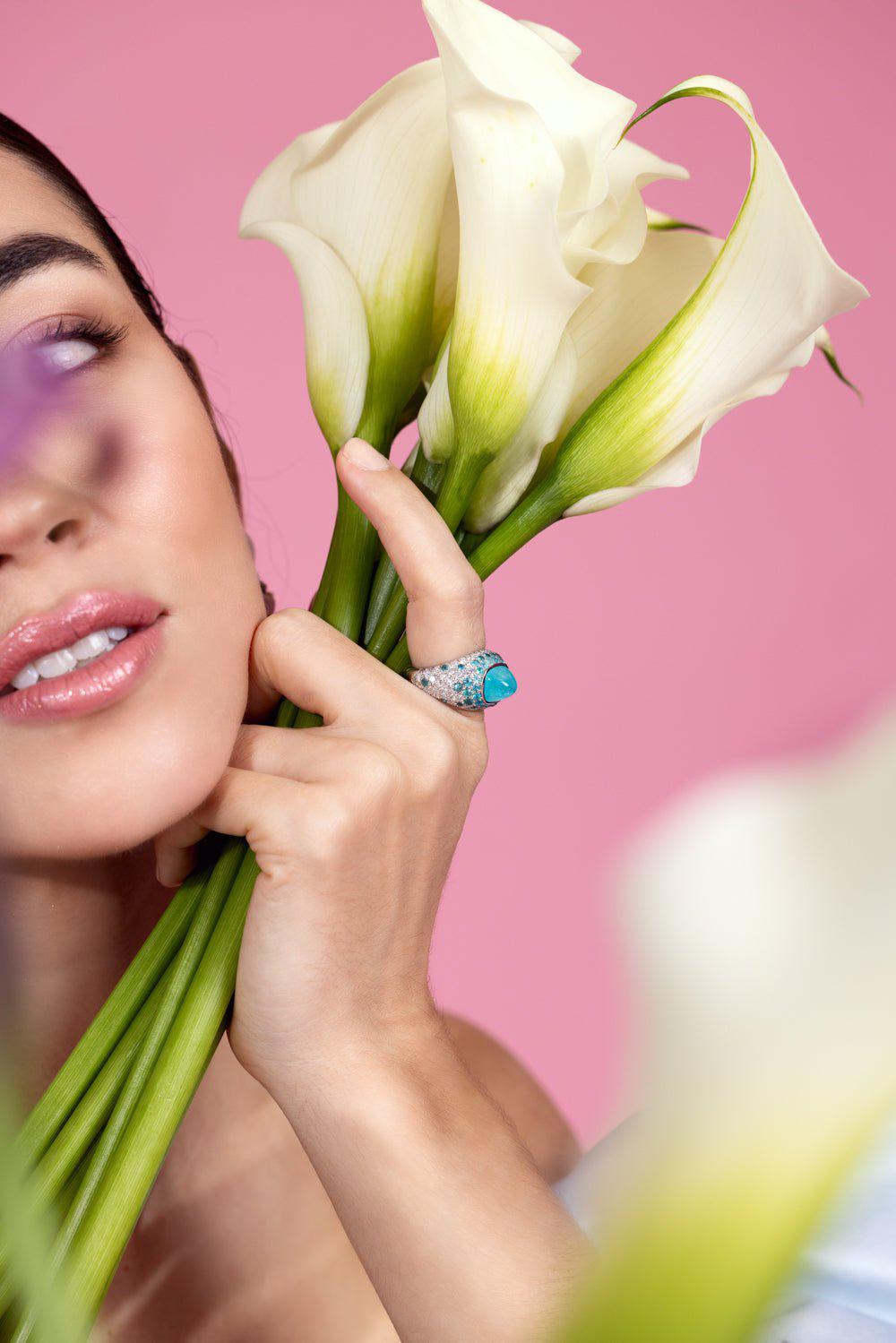 DAVID WEBB-Paraiba Ring-WHITE GOLD