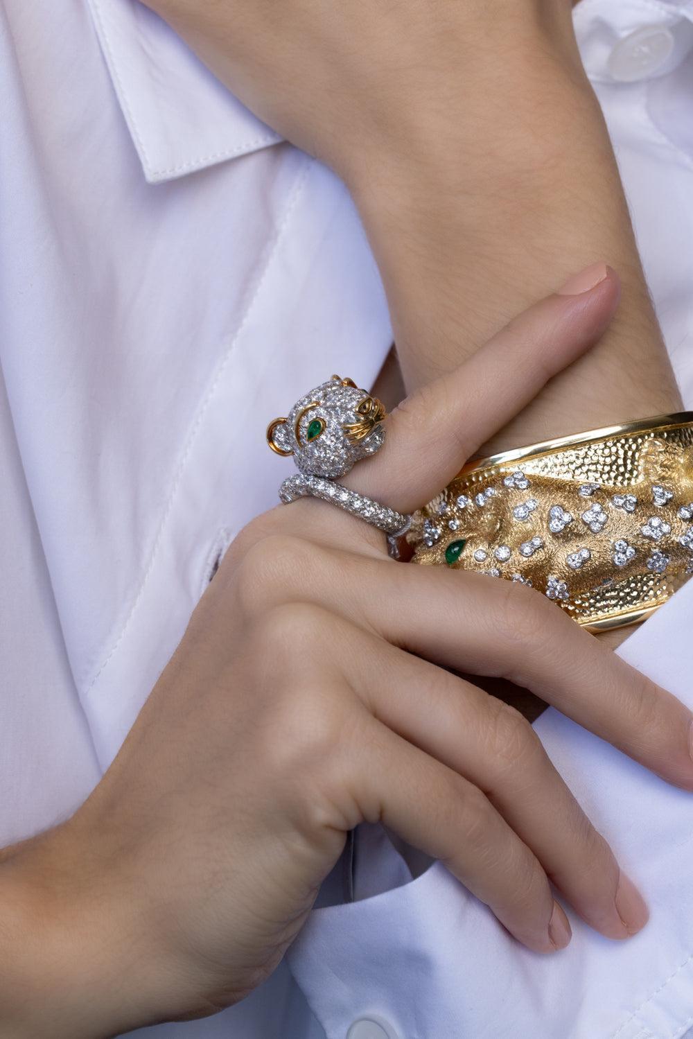 Diamond Lion Ring-YELLOW GOLD-5-JEWELRYFINE JEWELRING-DAVID WEBB