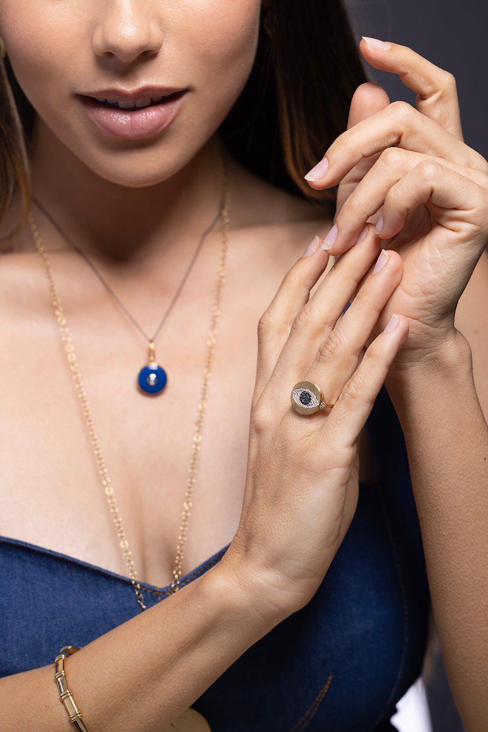 DEVON WOODHILL-Evil Eye Signet Ring-YELLOW GOLD