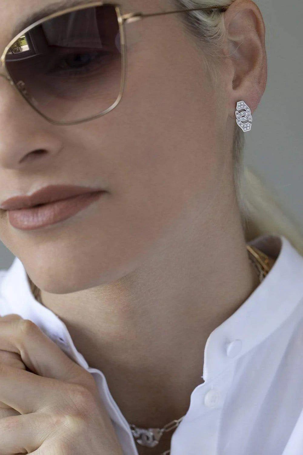 DINH VAN-Mono Menottes R8 Diamond Single Earring - White Gold-WHITE GOLD