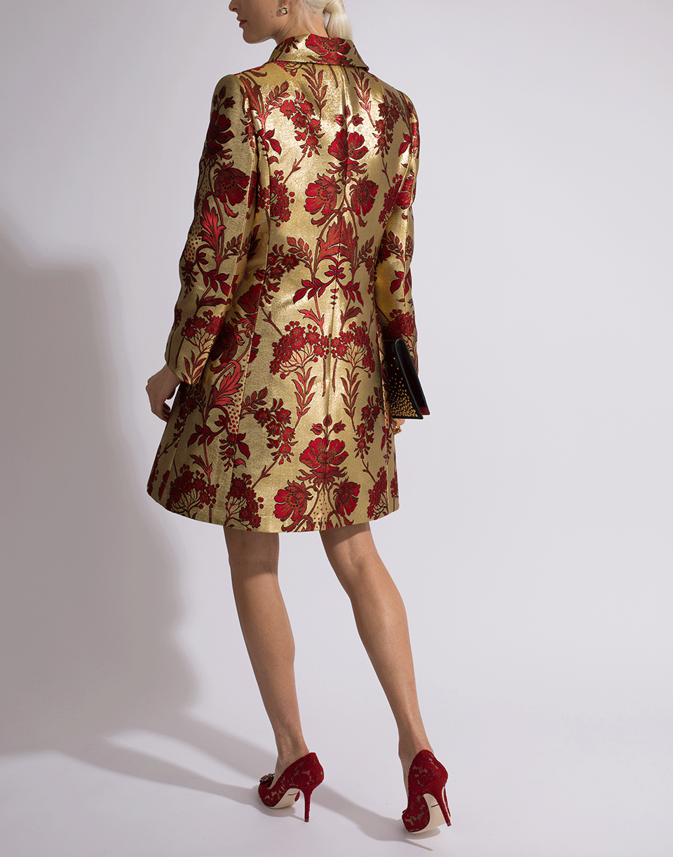 DOLCE & GABBANA-Lurex Jacquard Fitted Coat-GLD/RED