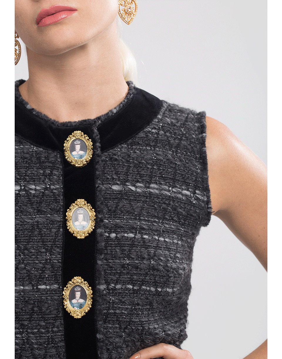 DOLCE & GABBANA-Sleeveless Tweed Shift Dress-