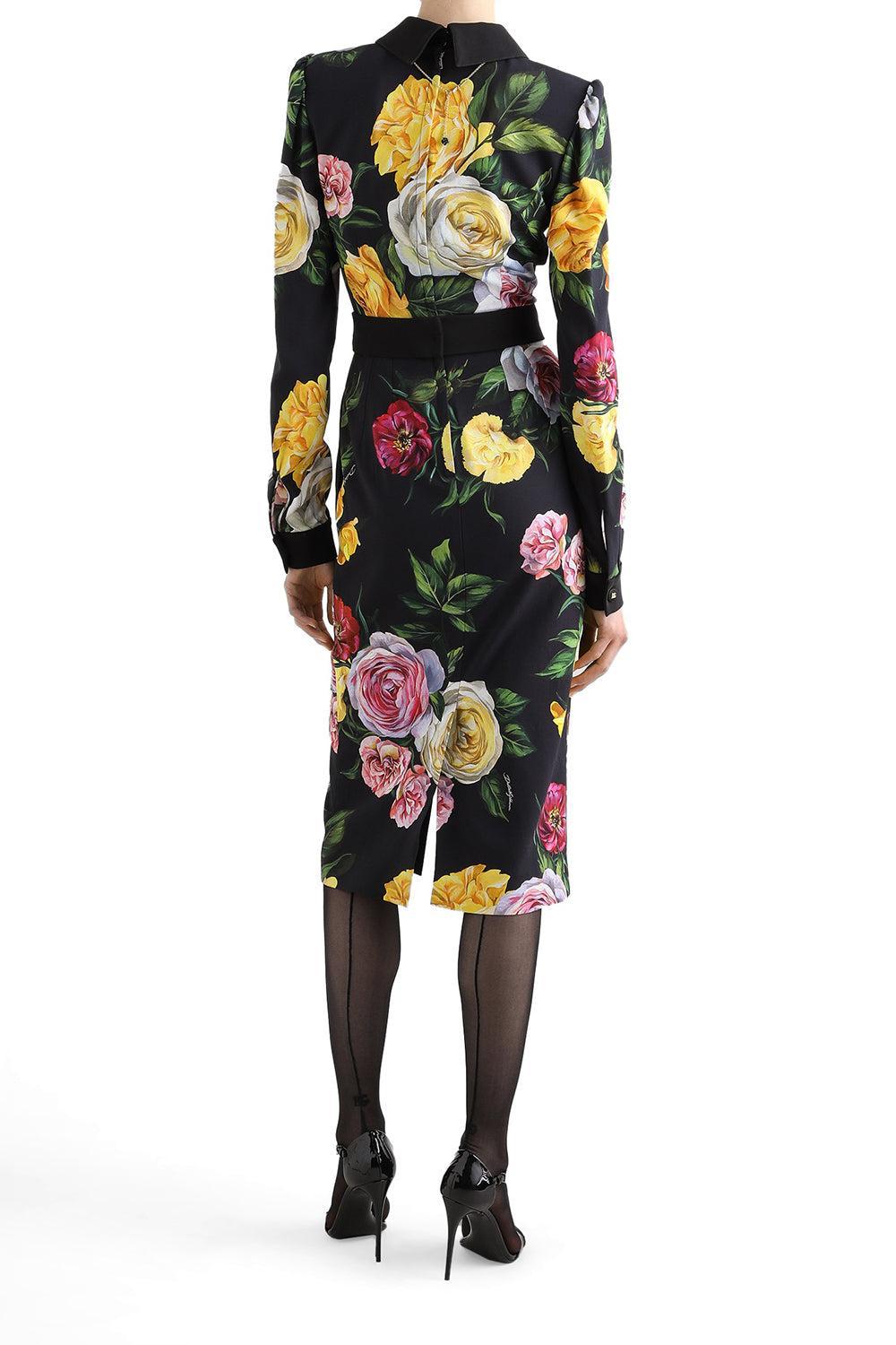 Long Sleeve Printed Shirt Dress-PEONROSE-38-CLOTHINGDRESSCASUAL-DOLCE & GABBANA
