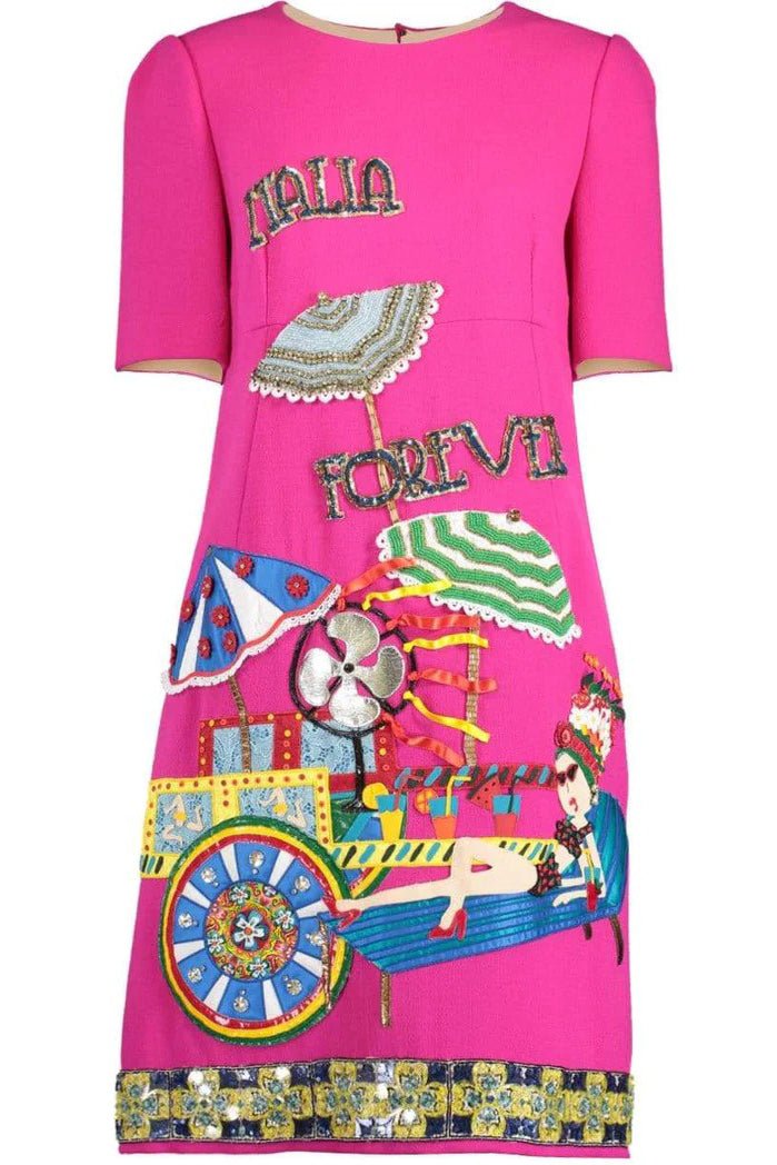 Dolce & Gabbana Embellished A-line Mini Dress - Pink Dolce & Gabbana Embellished A-line Mini Dress - Pink