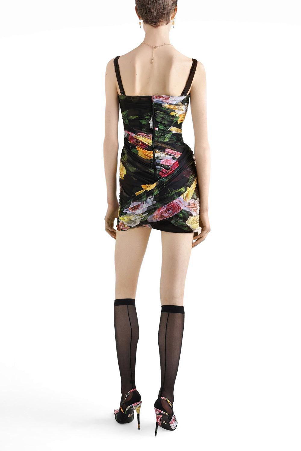 Draping Printed Short Dress-PEONROSE-40-CLOTHINGDRESSCOCKTAIL-DOLCE & GABBANA
