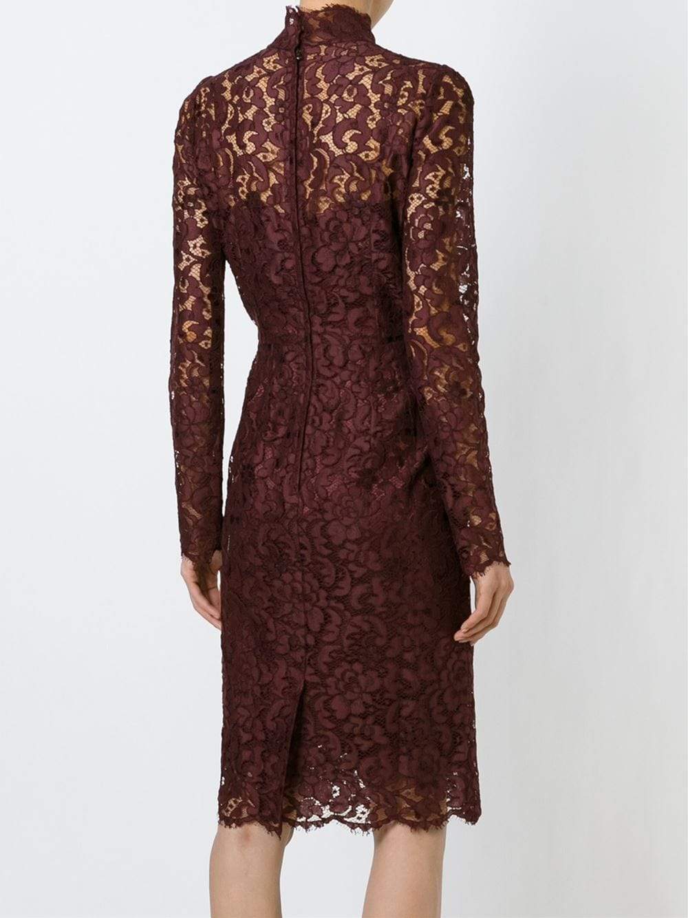 DOLCE & GABBANA-High Neck Lace Dress-VIOLET