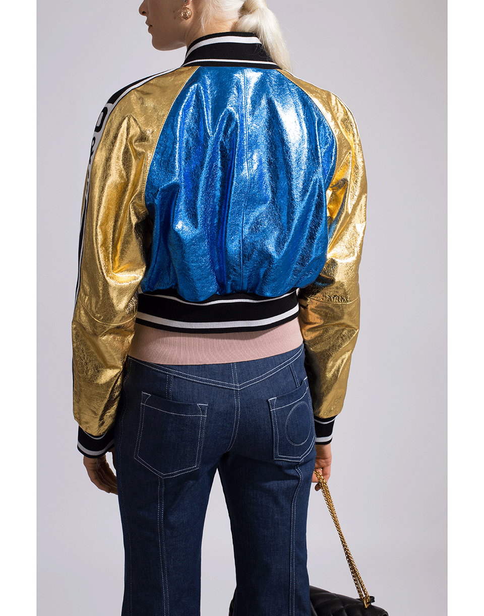 DOLCE & GABBANA-Leather Brocade Cropped Jacket-