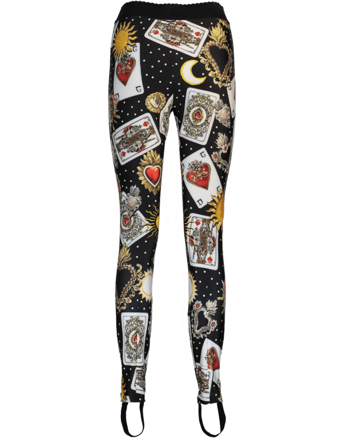 DOLCE & GABBANA-Love Deck Print Jersey Legging-