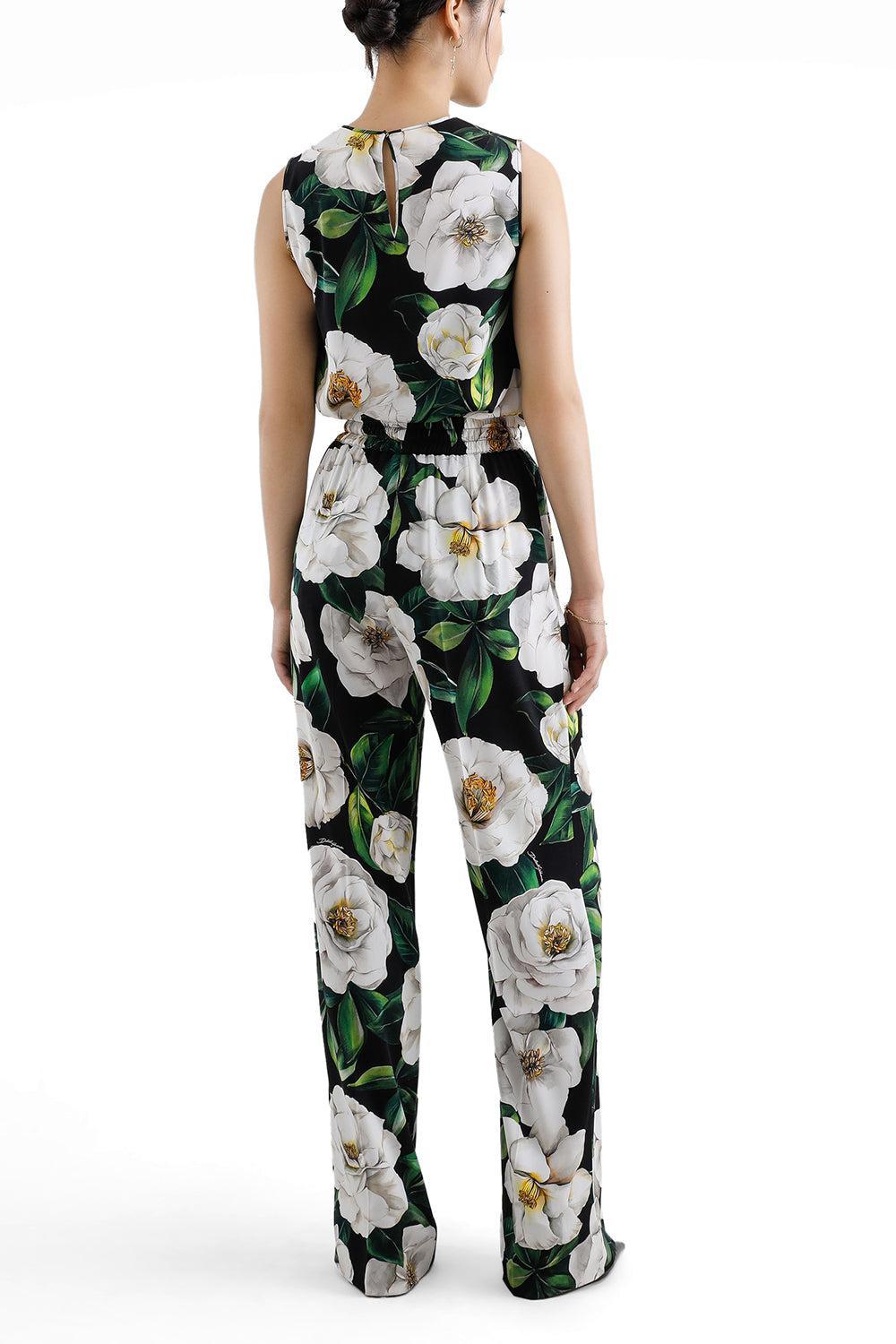 Gardenia Pants-GARDENIA/NERO-40-CLOTHINGPANTWIDE LEG-DOLCE & GABBANA