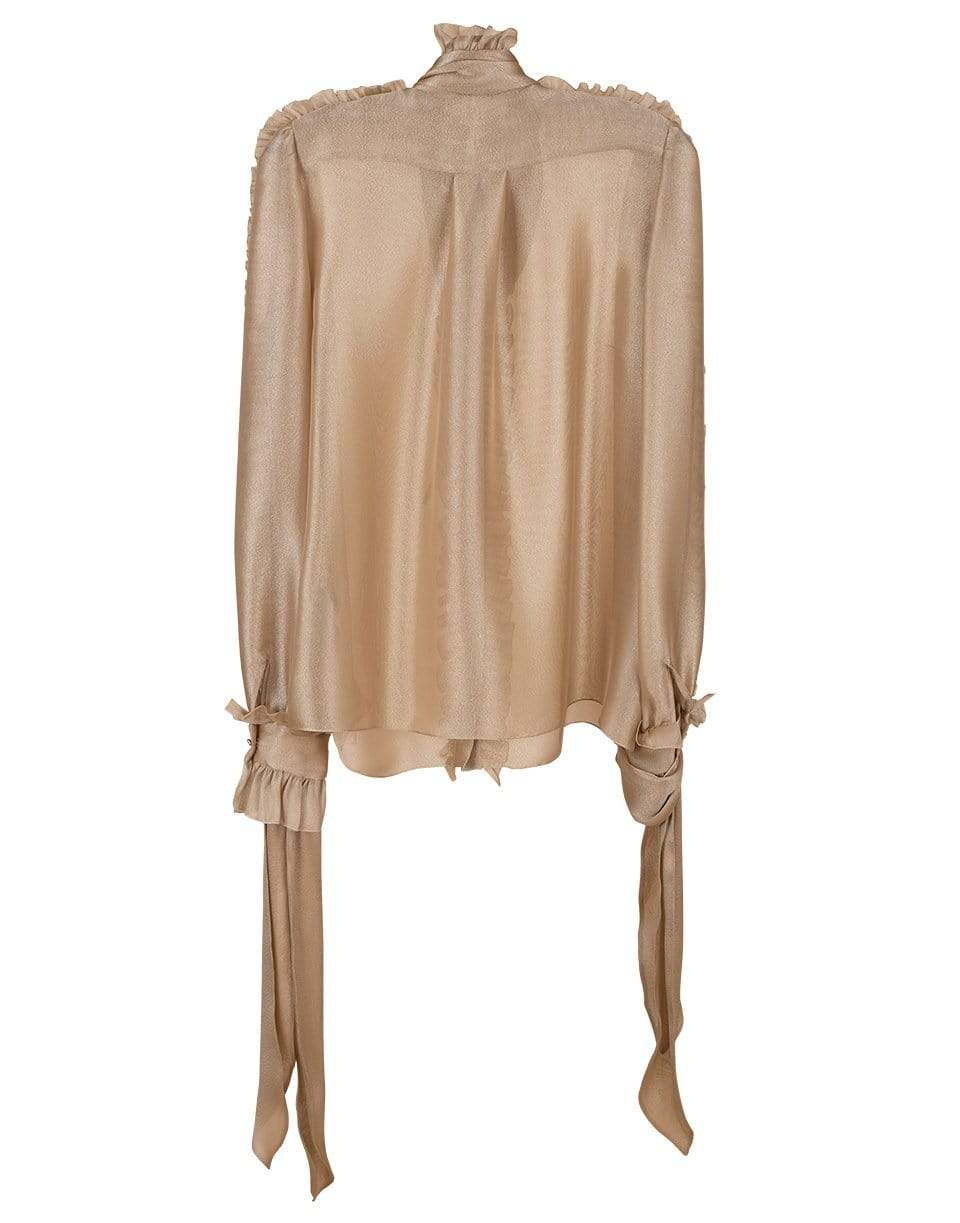 DOLCE & GABBANA-Tie Neck Ruffle Blouse-GOLD