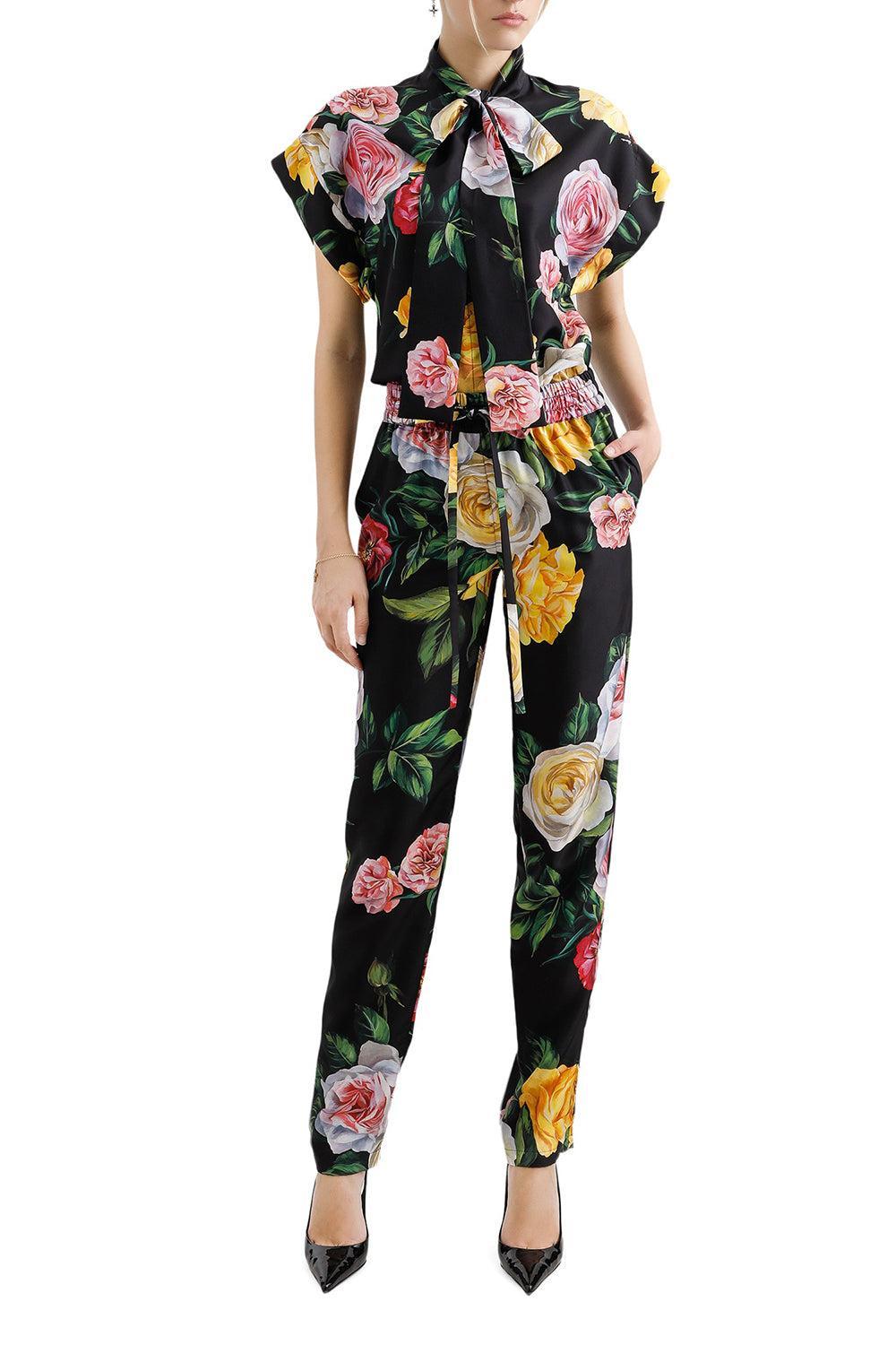 Peonie Tie Neck Blouse-PEONY/ROSE-38-CLOTHINGTOPBLOUSE-DOLCE & GABBANA