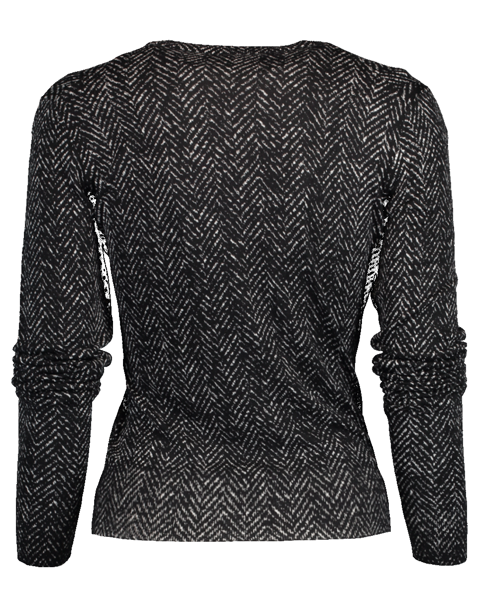 DOLCE & GABBANA-Herringbone Print Wool Cardigan-