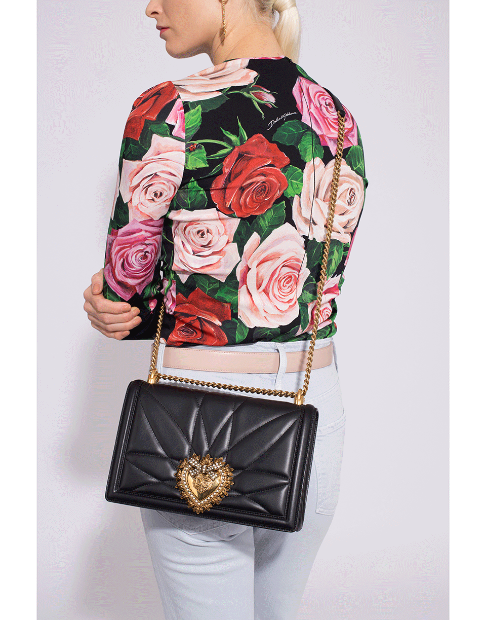 DOLCE & GABBANA-Rose Print Fitted Crewneck-