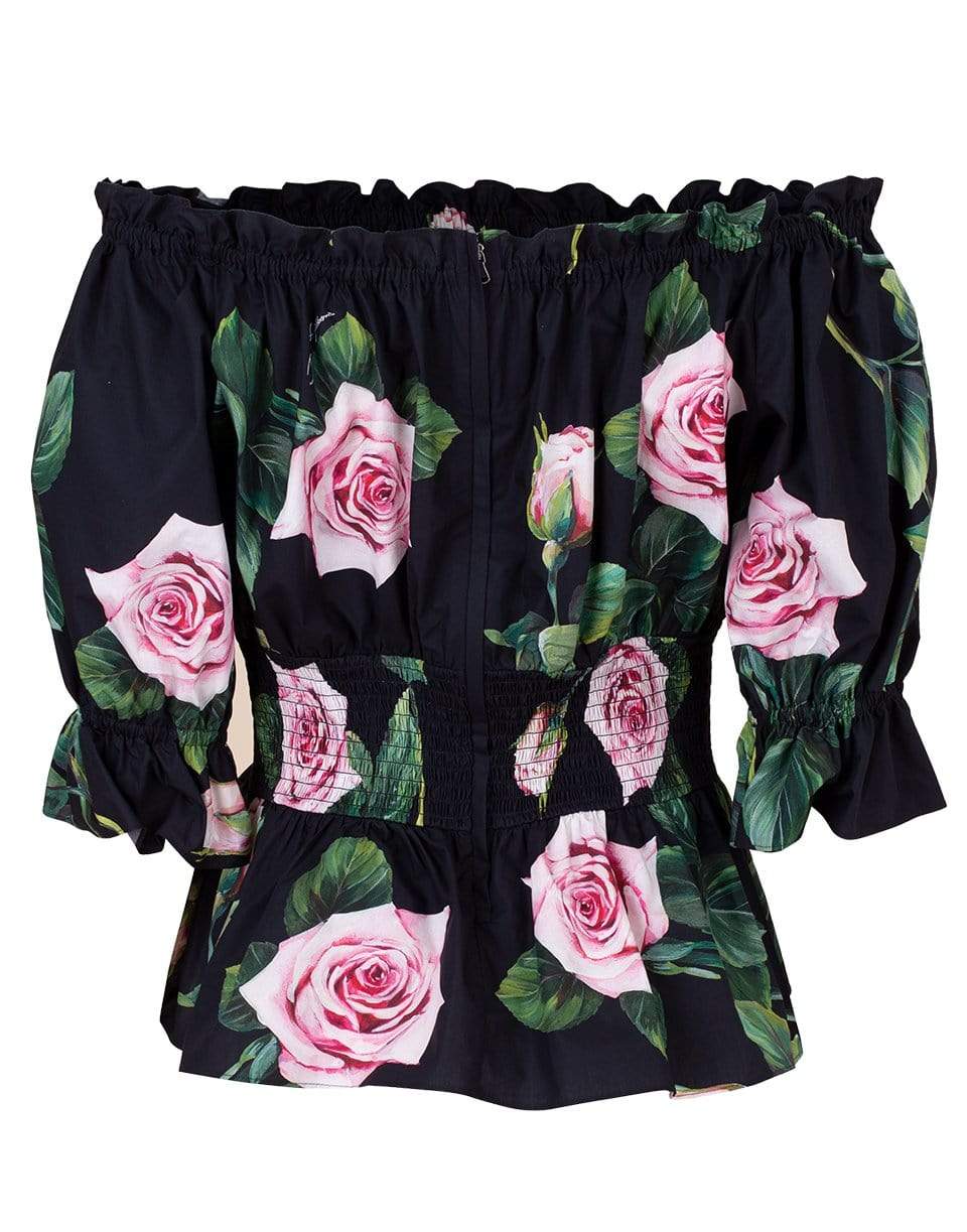 DOLCE & GABBANA-Ruffle Floral Print Peasant Top-