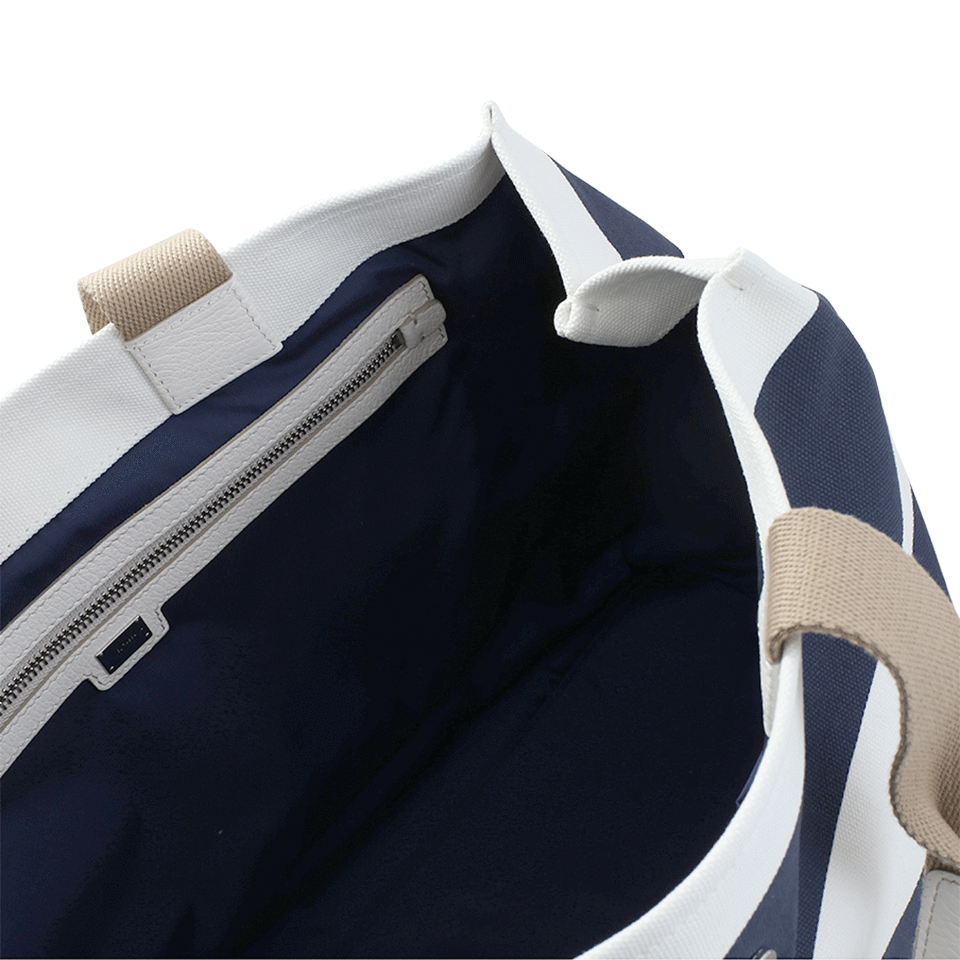 DOLCE & GABBANA-Canvas Striped Shopper-BLUE/WHT