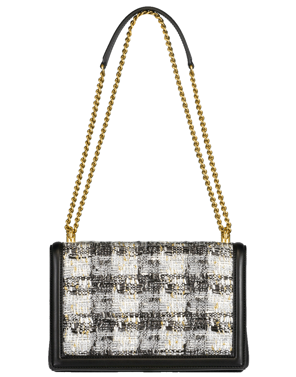 DOLCE & GABBANA-Tweed Devotion Flap Bag-GREY/SILVER
