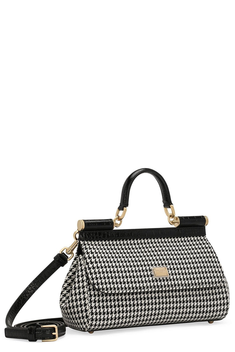 DOLCE & GABBANA-Elongated Sicily Bag - Houndstooth-PIEDPOUL