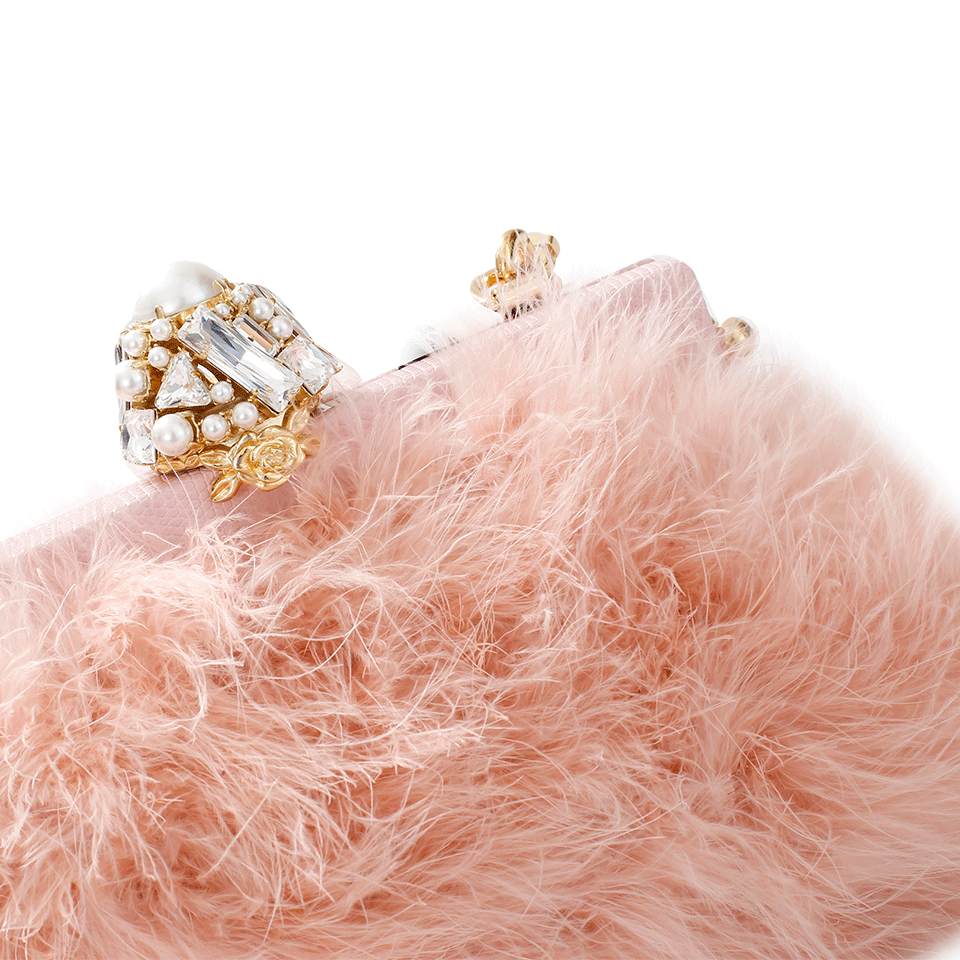 DOLCE & GABBANA-Feather Evening Bag-ROSA